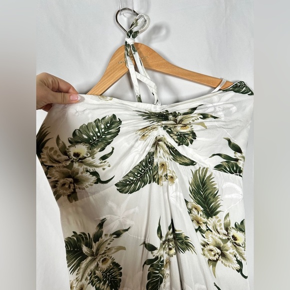 Sunny Island Hawaii Womens Halter Tropical Rayon Dress Green Ivory Size 2XL - Picture 6 of 14
